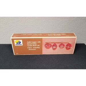 Vintage Daewoo Solid Copper Cookie Mold Set (4 Cookie Molds & Rack) in Box
